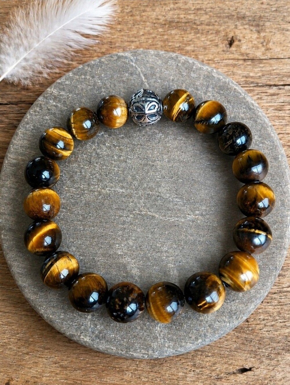 Tiger's Eye Beaded Stretch Bracelet | Handmade
